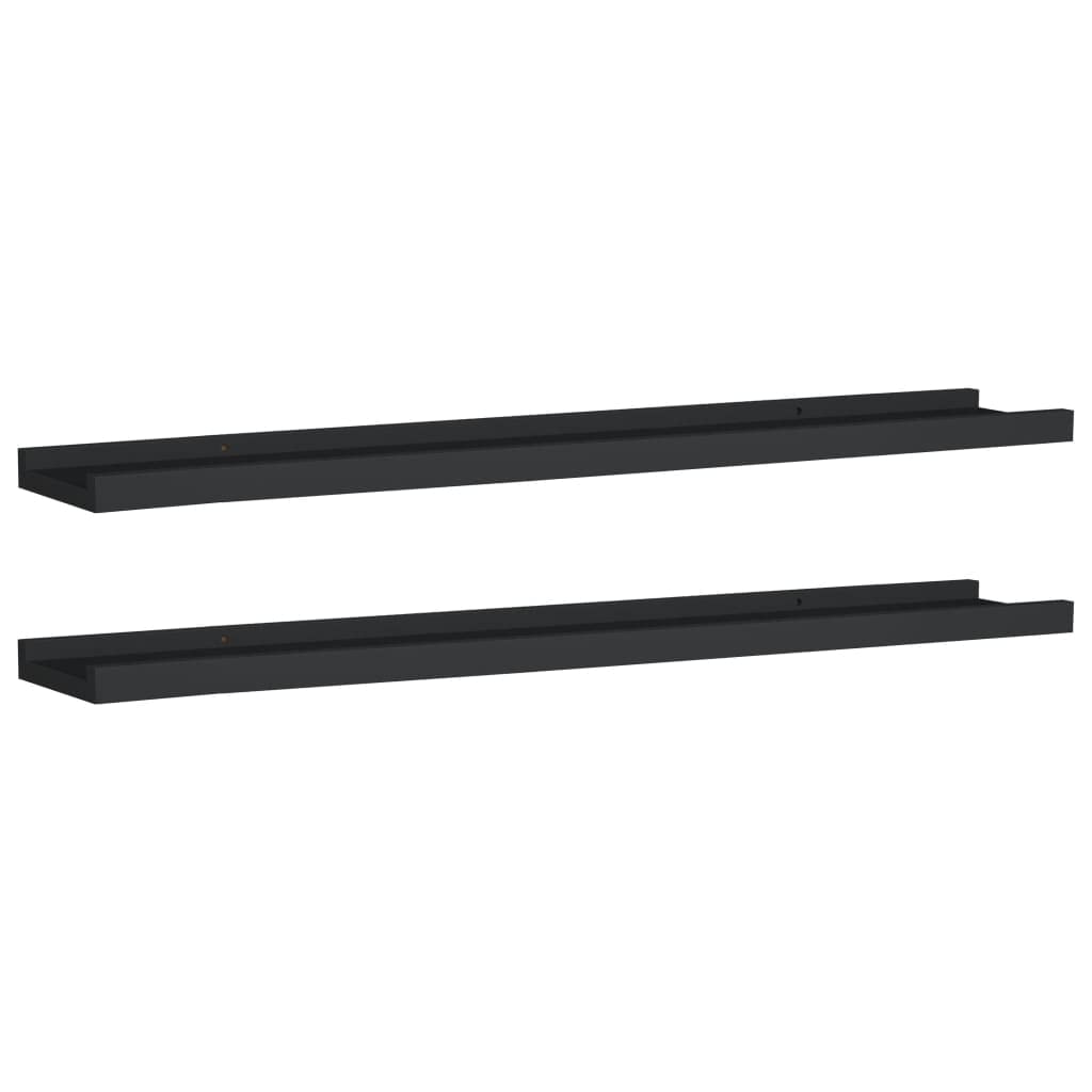 Prateleiras De Parede Vidaxl Em Mdf Lacado Preto 80cm