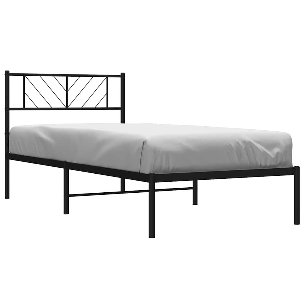 Estructura De Cama Casafoyer Metálica Con Cabecero, Negro, Tamaño Individual