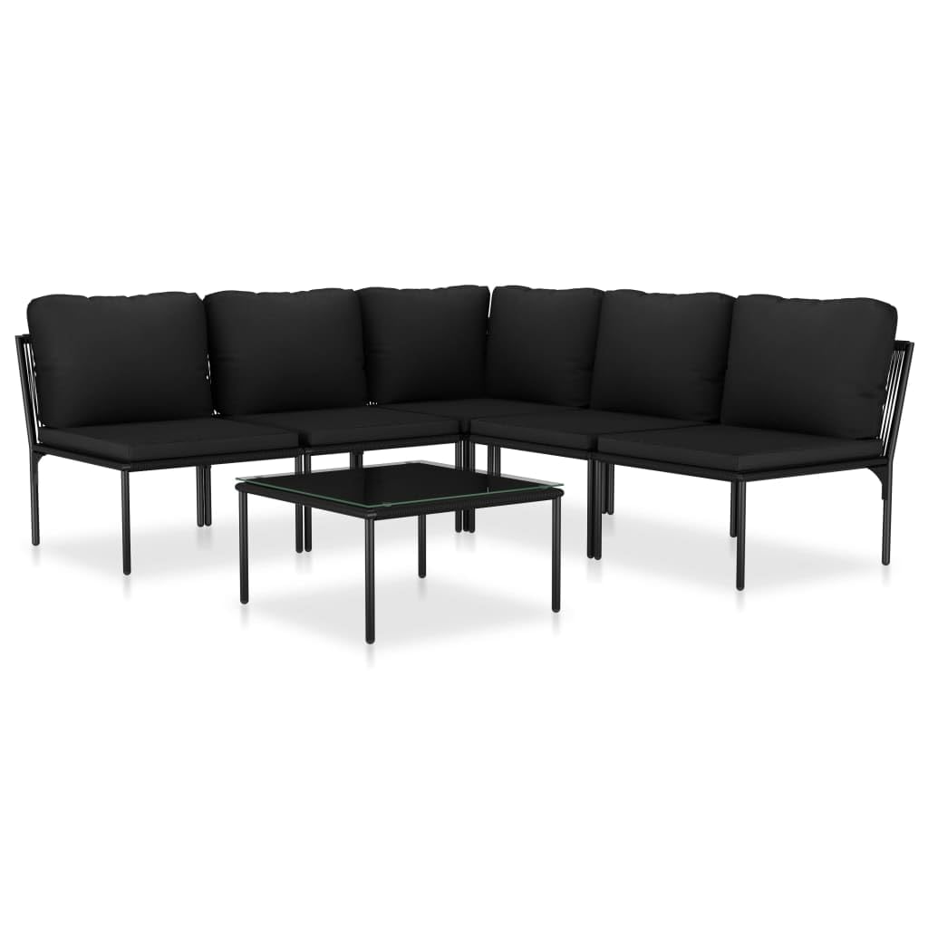 Conjunto De Lounge Para Jardín Casafoyer 6 Piezas Pvc Negro Con Cojines