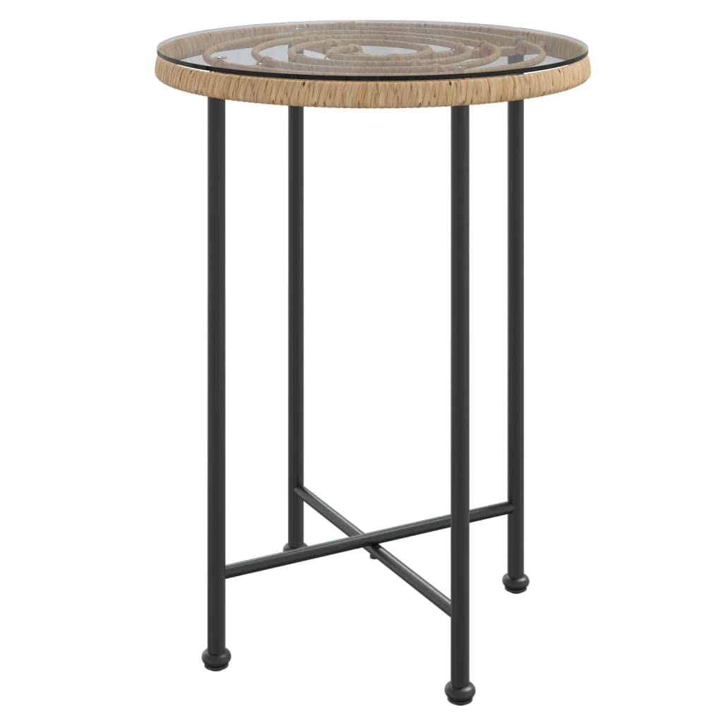 Mesa De Comedor Redonda De Cristal Templado Marrón Vidaxl De Acero 80 Cm