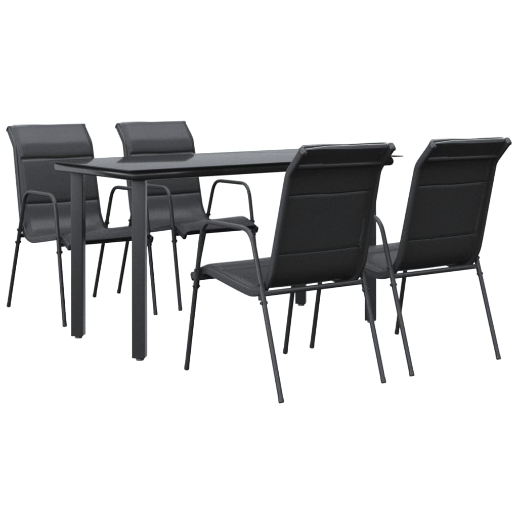 Juego De Comedor Para Patio Casafoyer De Acero Negro/textilene De 5 Piezas