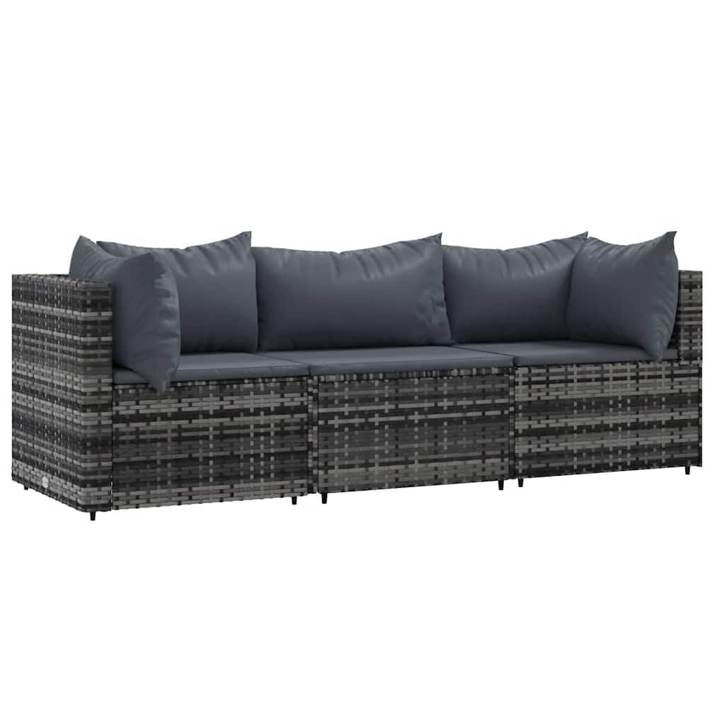 Conjunto Lounge Para Patio Casafoyer 3 Piezas Con Cojines Rattan Gris