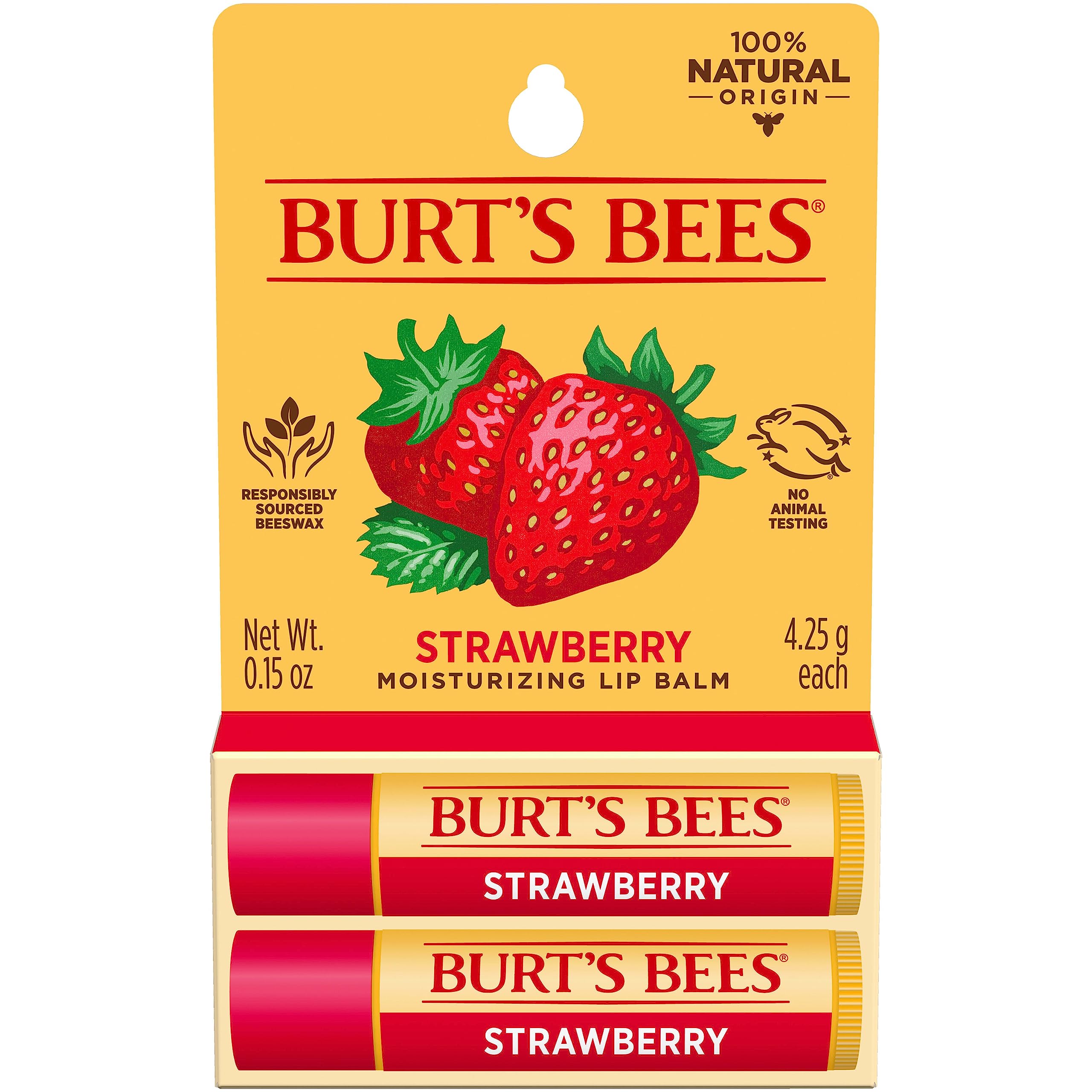 Bálsamo Labial Burt's Bees E Hidratante Labial De Morango (pacote Com 2)