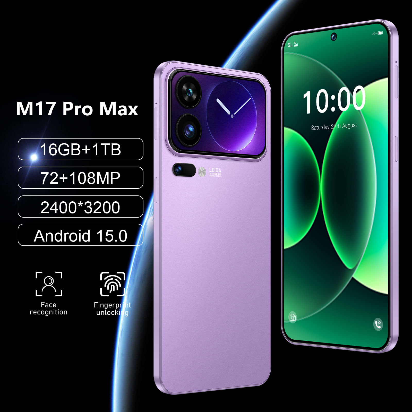 Smartphone Stqc M17 Pro Max 4g 16 Gb+1 Tb Dual Sim Roxo