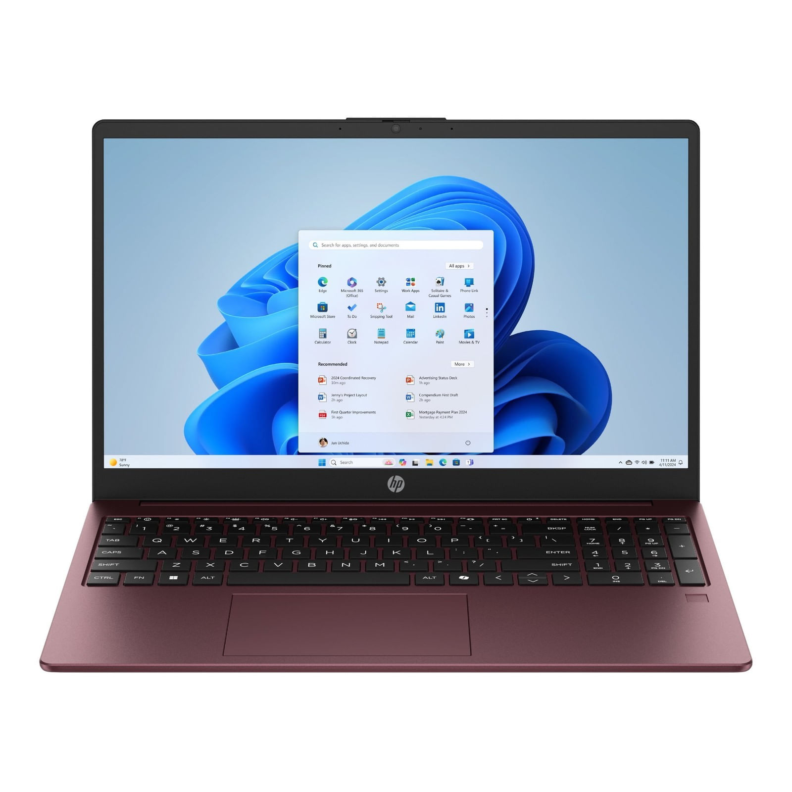 Notebook Hp Hd De 15,6 Polegadas (1366 X768), Processador Intel N200, 4 Gb De Ram - 128 Gb Ufs, Windows 11 Home, Glimmer Garnet