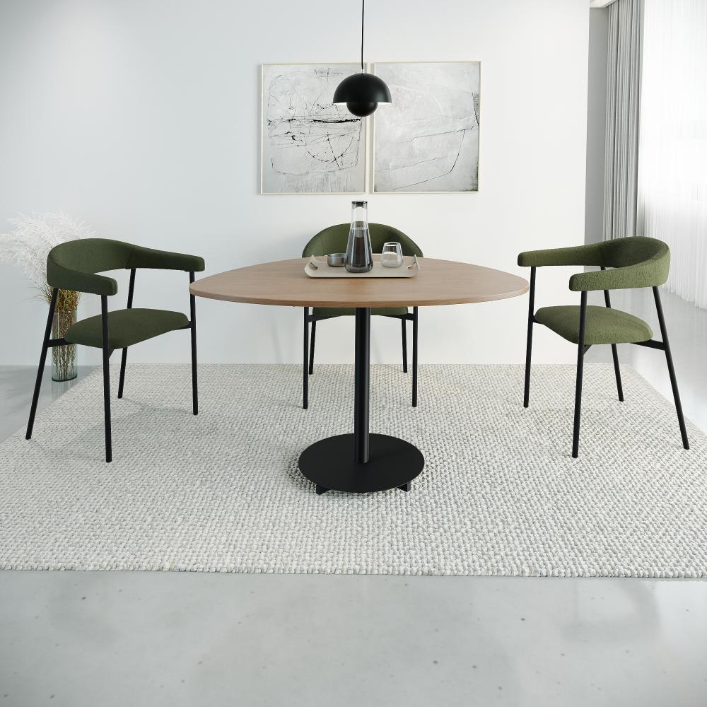 Conj 4 Cadeiras De Jantar Joy Boucle Verde Alga Est.preta