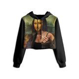 Moletom Cropped Feminino Estampa Monalisa