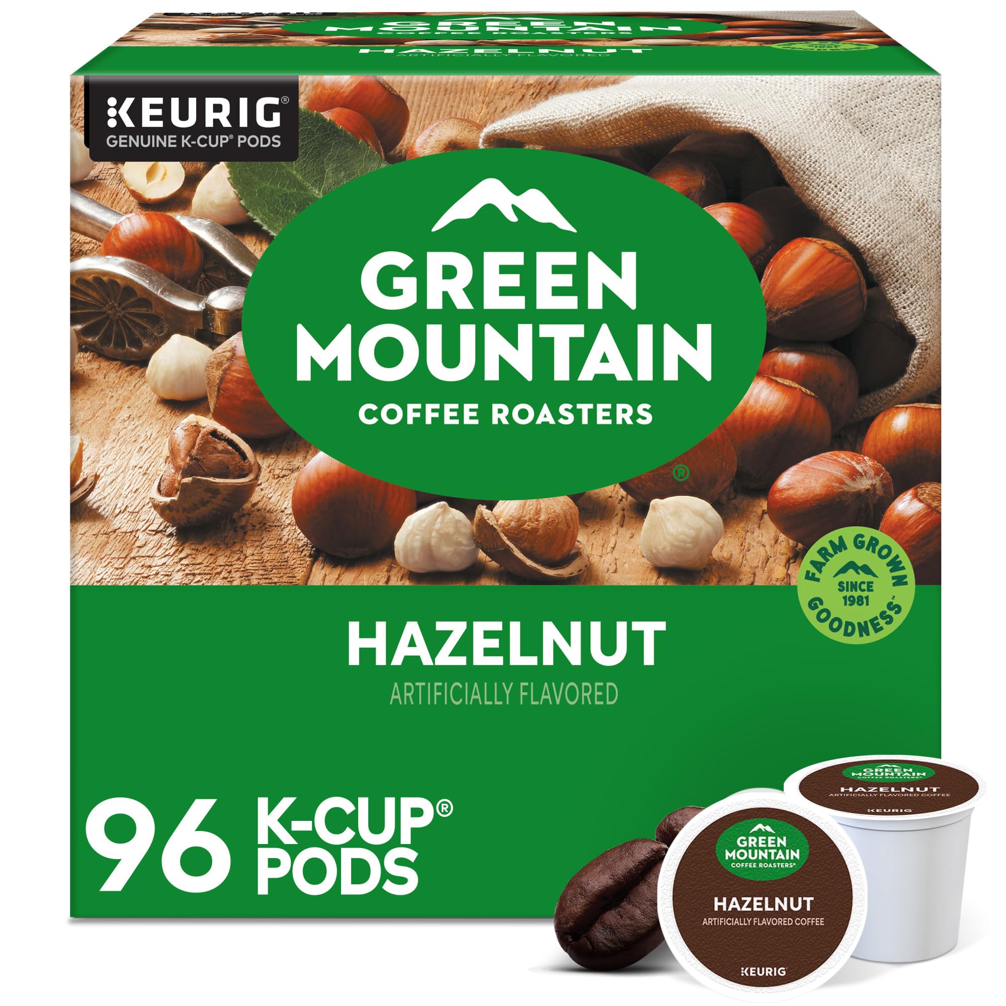 Coffee Green Mountain Hazelnut K-cup Em Cápsulas, 96 Unidades, Torradas Leves