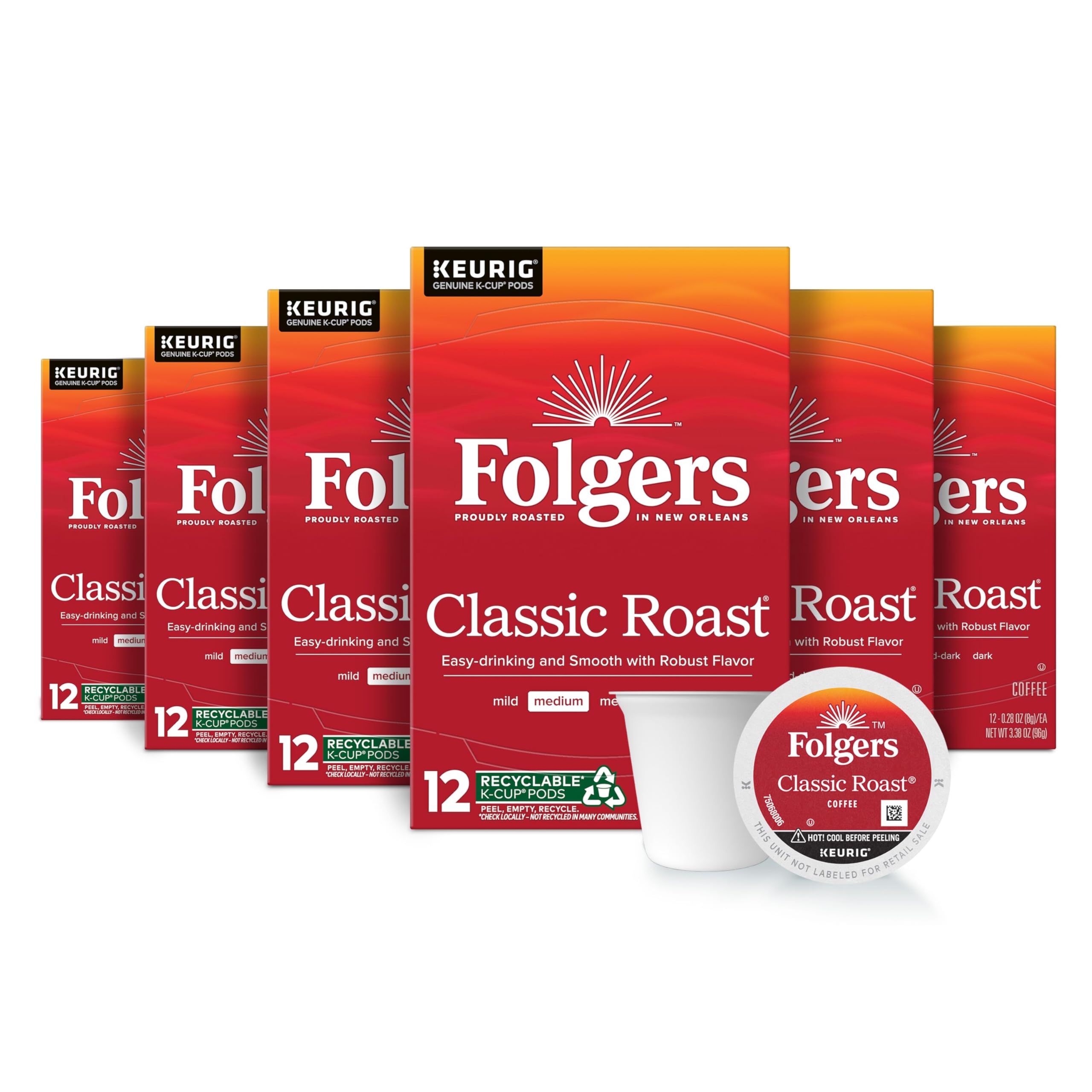 Coffee Folgers K Cups Classic Roast Medium 72 Cápsulas K-cup