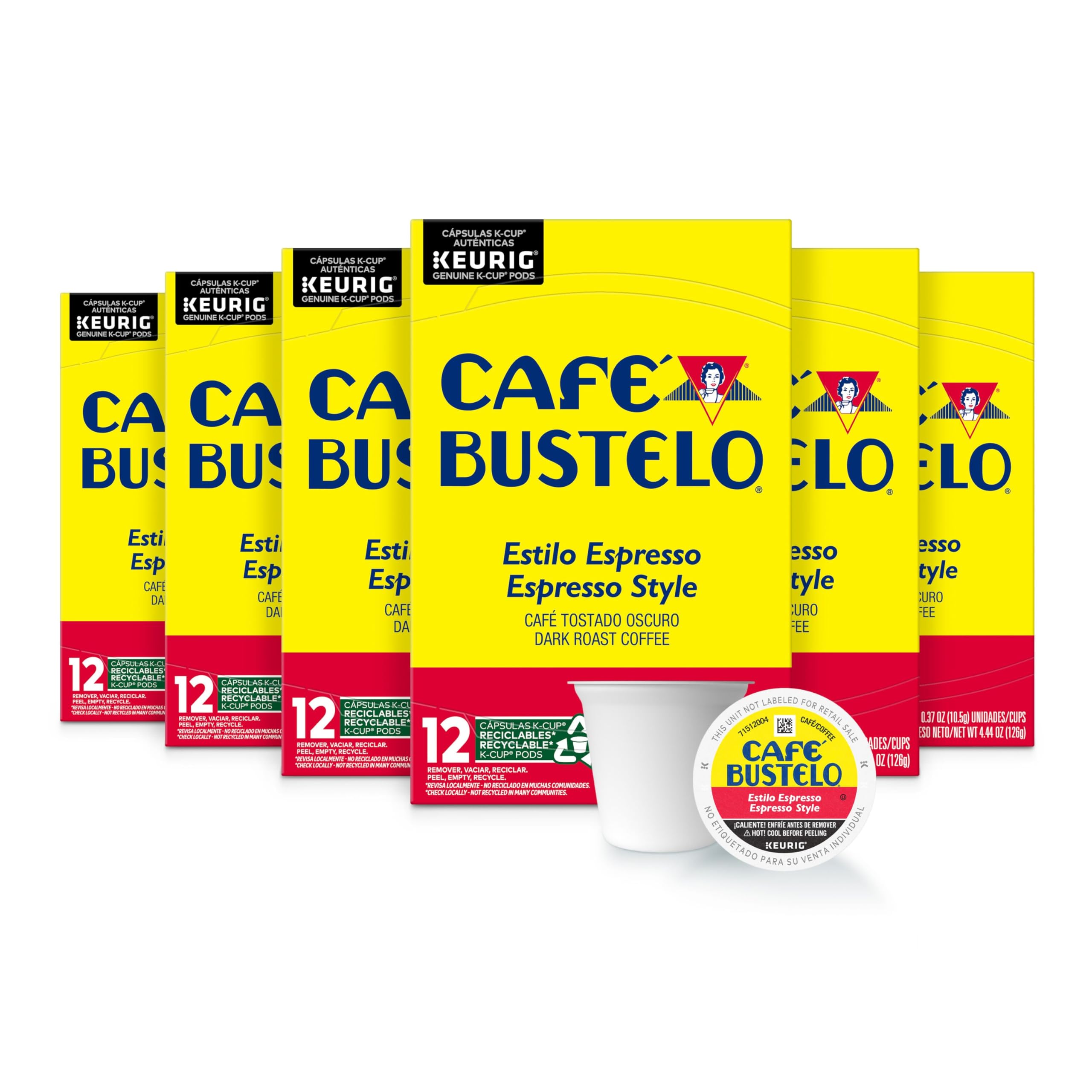 Café Bustelo Estilo Espresso Tostado Oscuro 72 Cápsulas K-cup