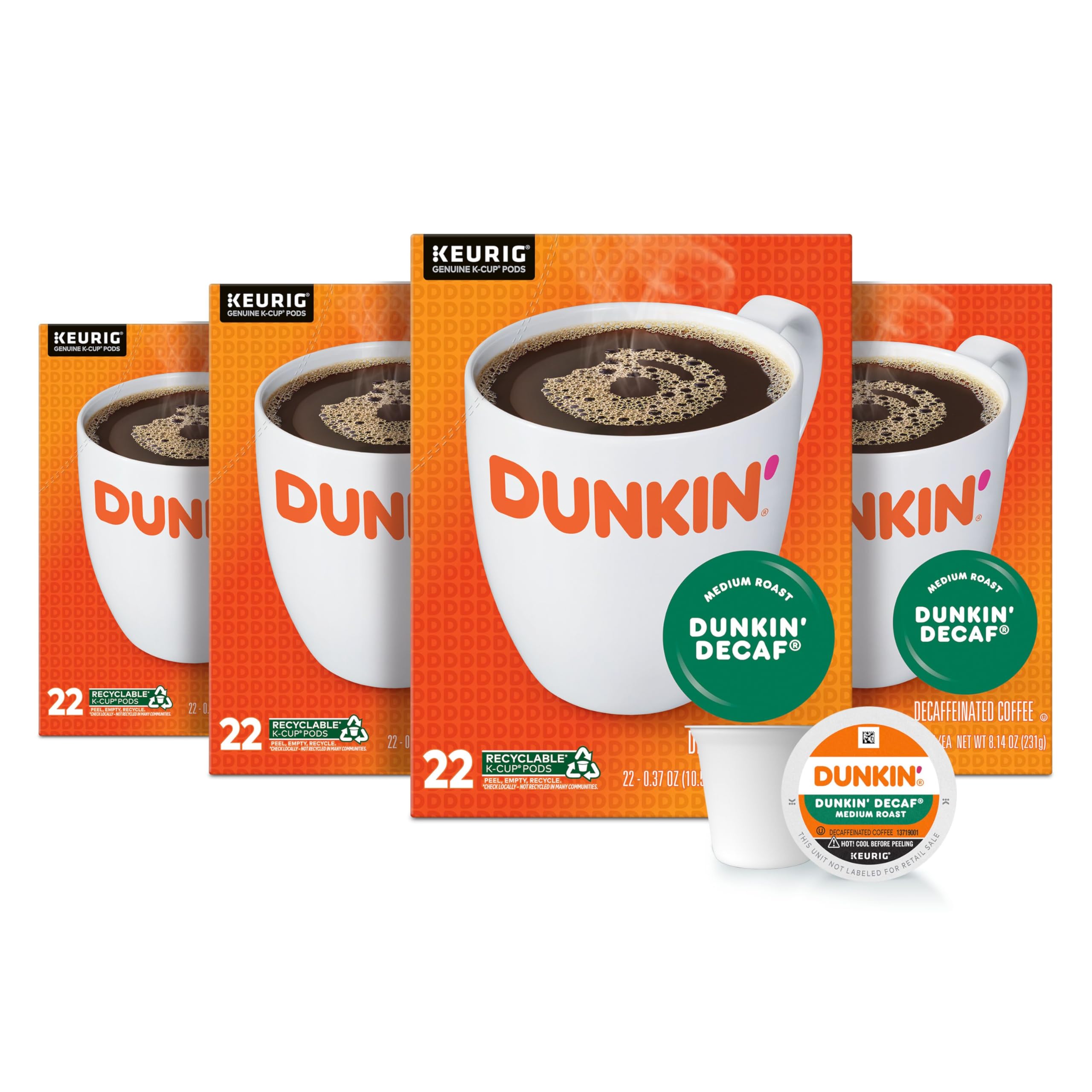 Pacote De Cápsulas Coffee Dunkin' Decaf Medium Roast 88 K-cup