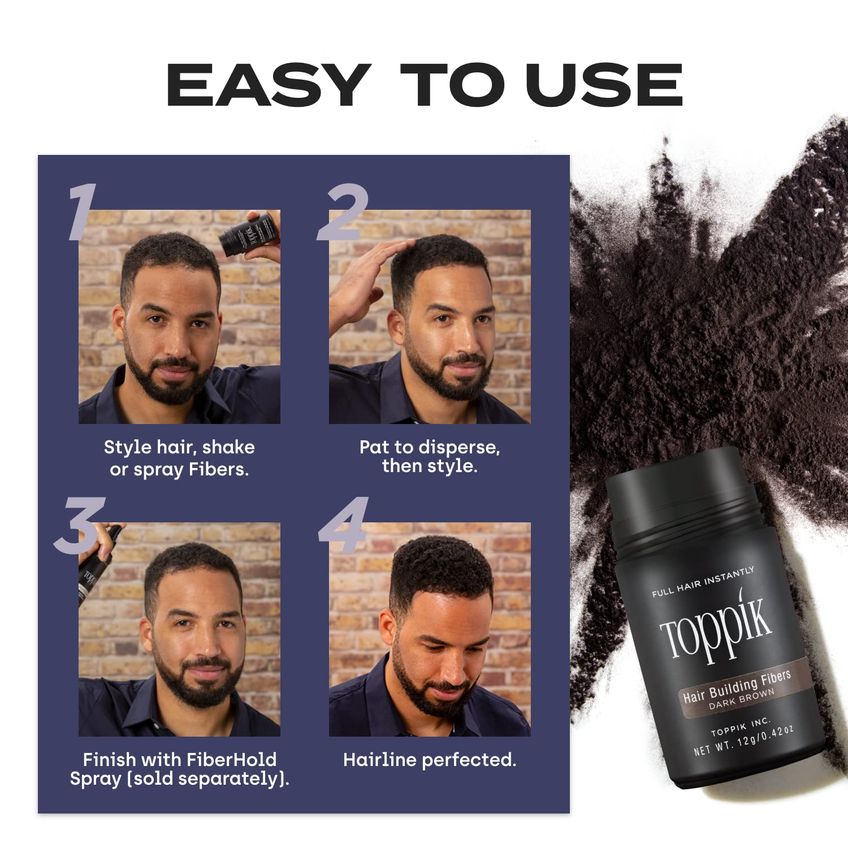 Fibras De Construção De Cabelo Toppik Black 27,5g Para Homens E Mulheres - imagem 3