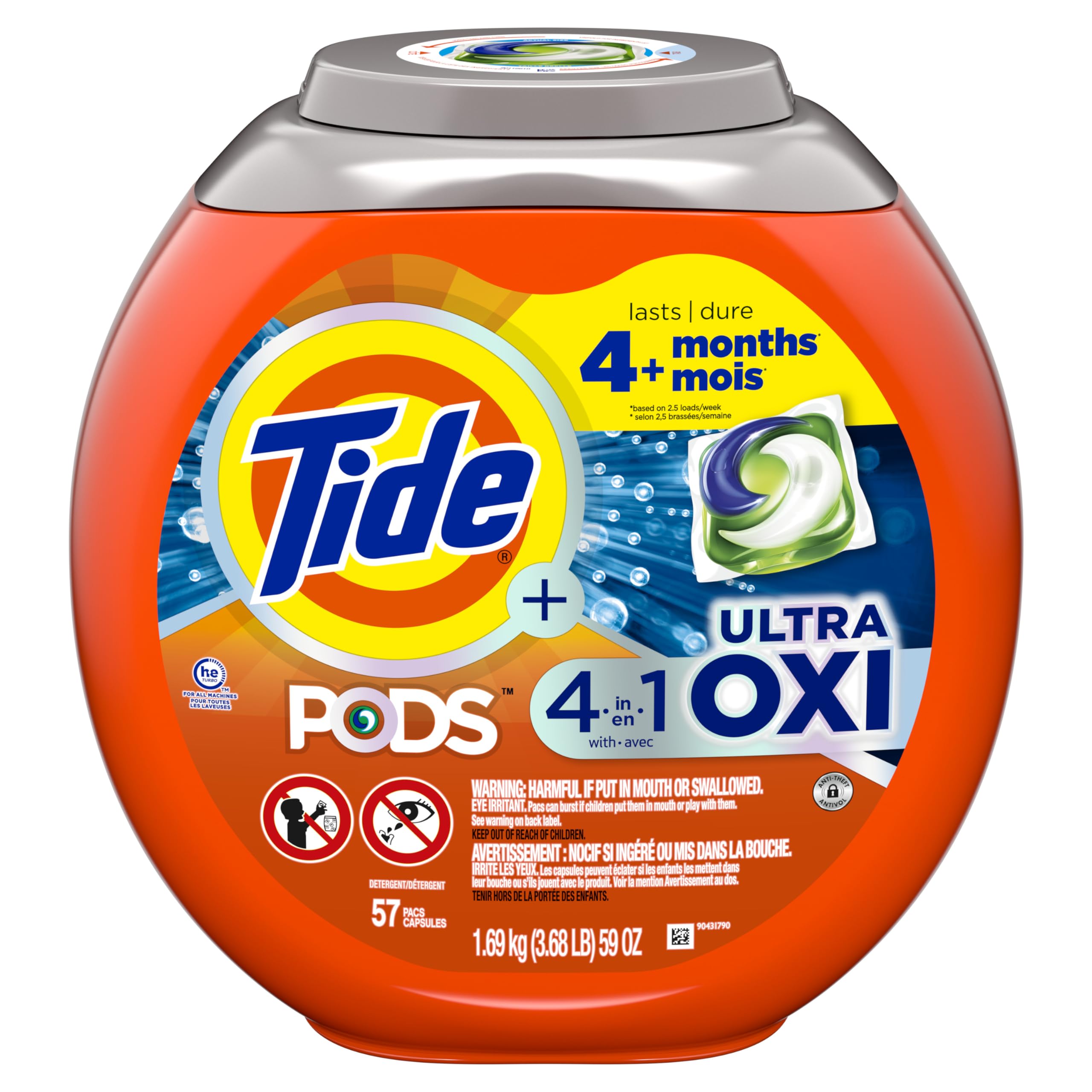 Detergente Para Roupa Tide Pods Liquid 4 Em 1 Ultra Oxi 57 Pacotes