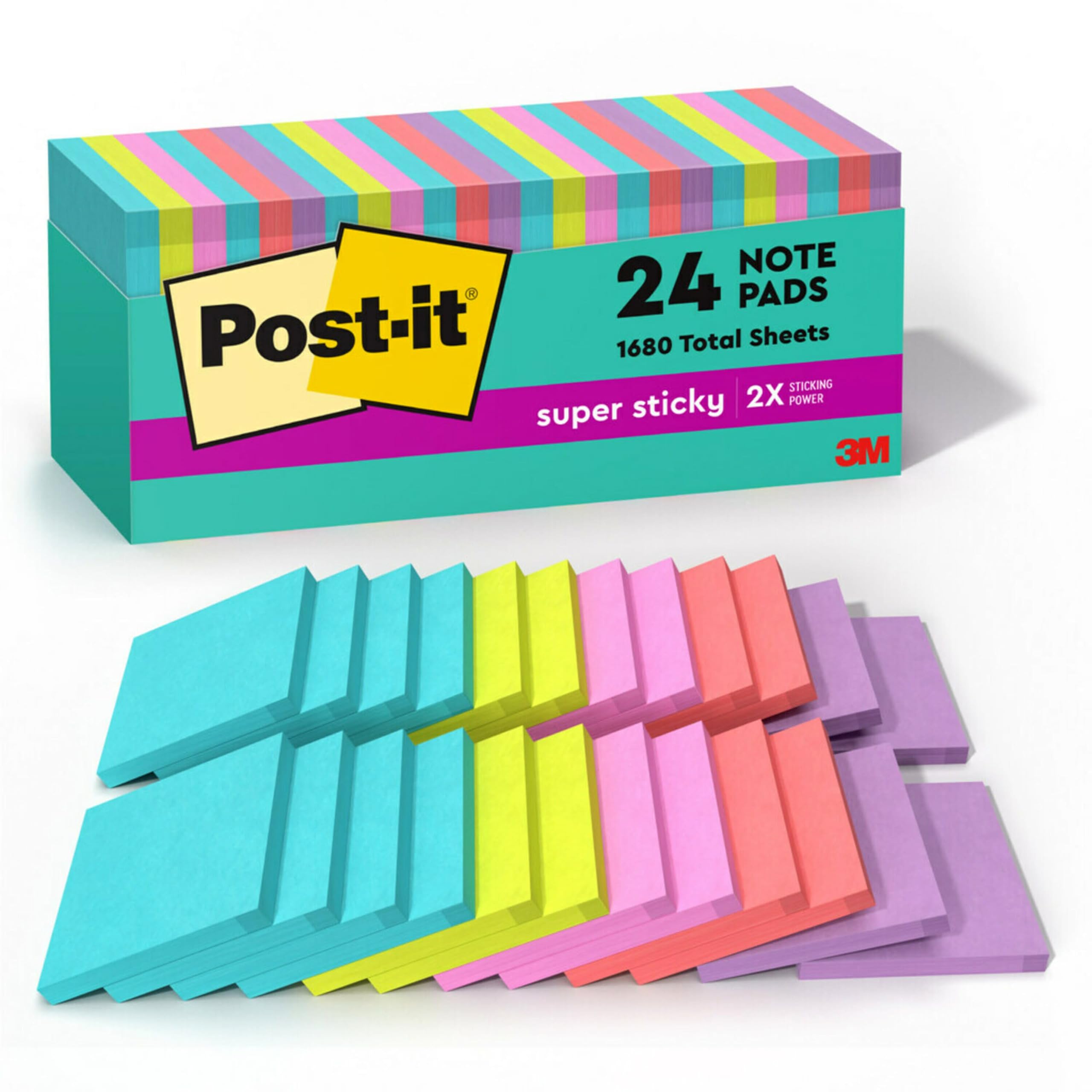 Post-it Sticky Notes Super Sticky 76,2 X 76,2 Mm 24 Blocos