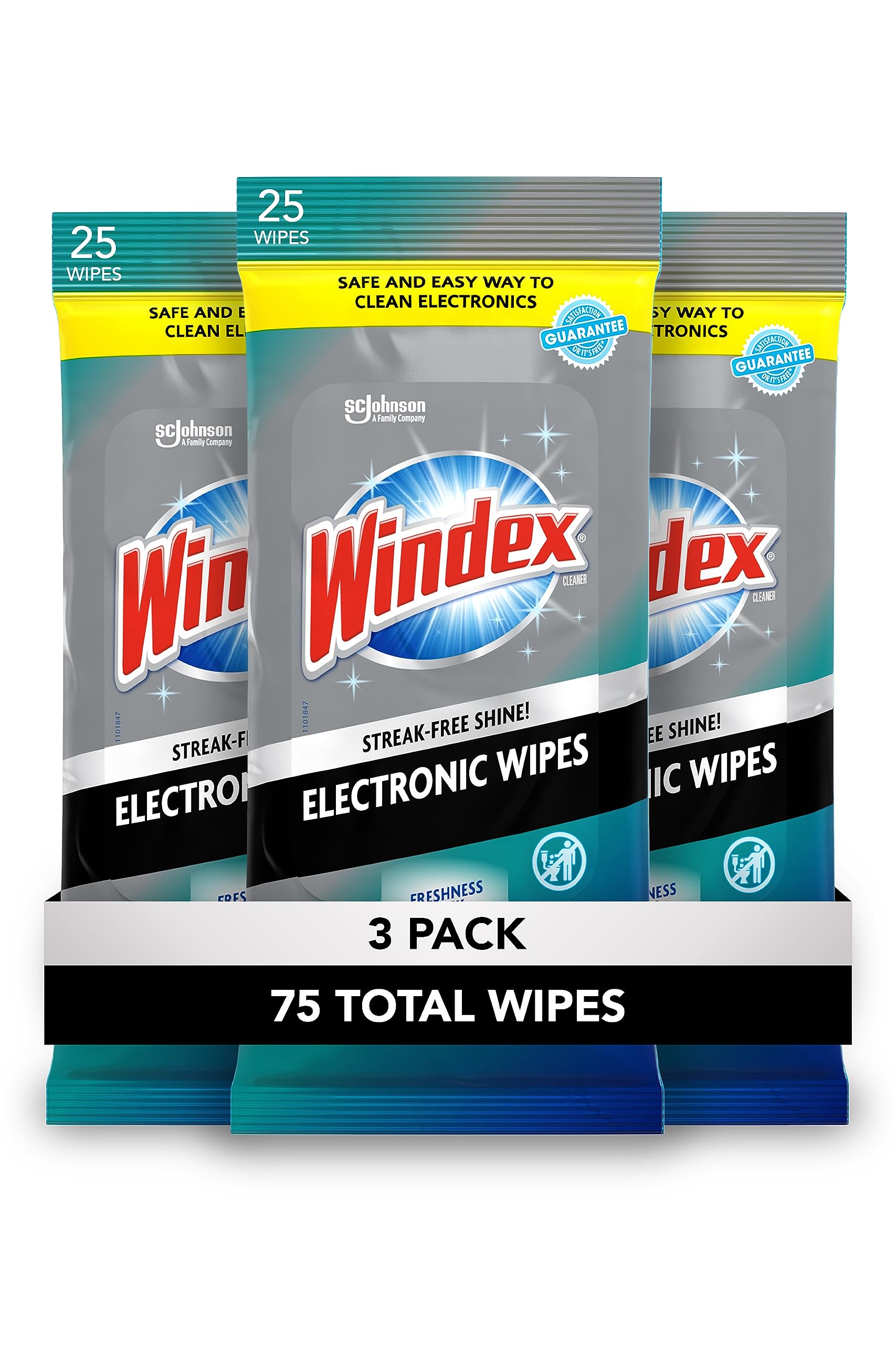 Toalhetes De Limpeza Eletrônicos Windex, 75 Unidades, Pacote Com 3
