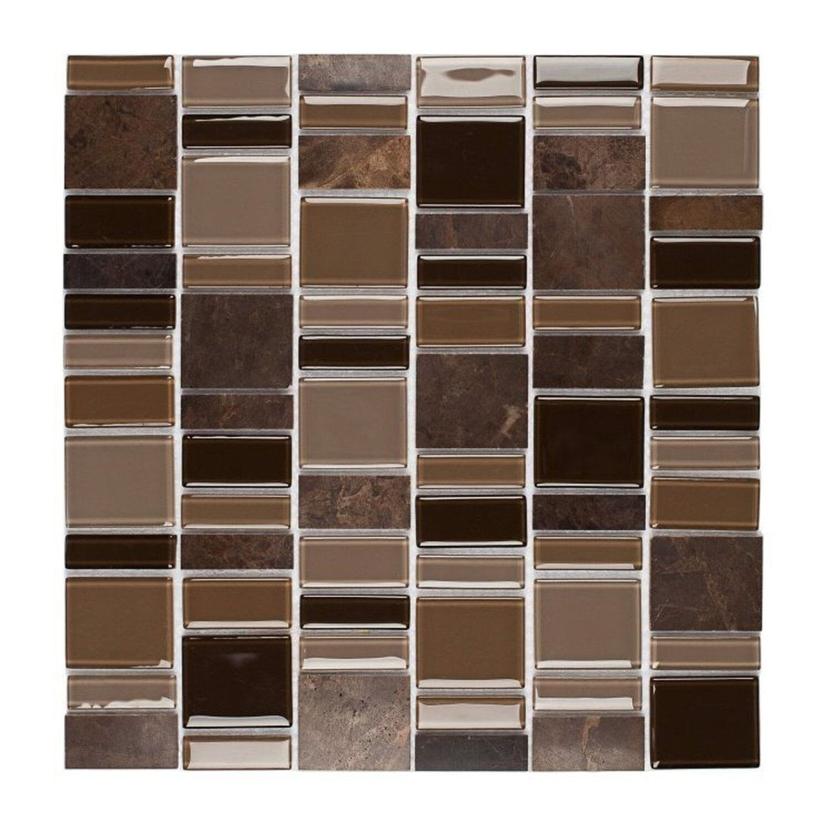 Kit 1m² Pastilha De Vidro E Mesclada 30cm X 30cm Marrom