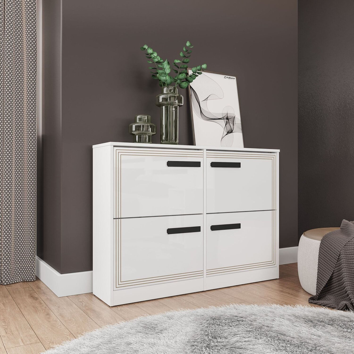 Sapateira Para Quarto 24 Pares Valência Branco