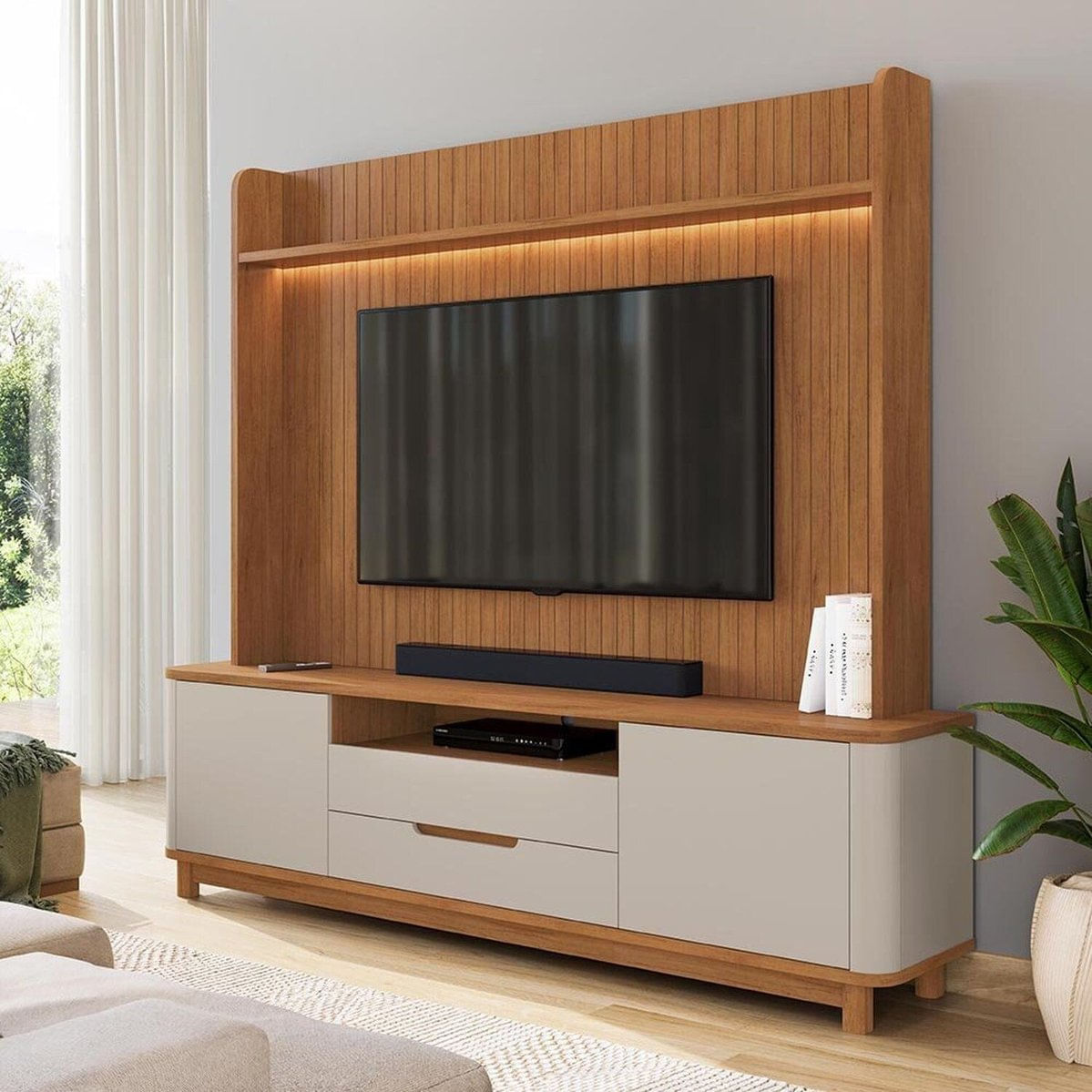 Estante Para Tv 70 Polegadas Cannes Cedro/Off White