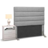 Cabeceira Solteiro 90cm Cinza e 1 Mesa de Cabeceira Branco