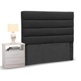 Cabeceira Solteiro 90cm Preto e 1 Mesa de Cabeceira Branco