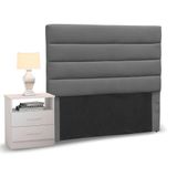 Cabeceira Solteiro 90cm Cinza e 1 Mesa de Cabeceira Branco