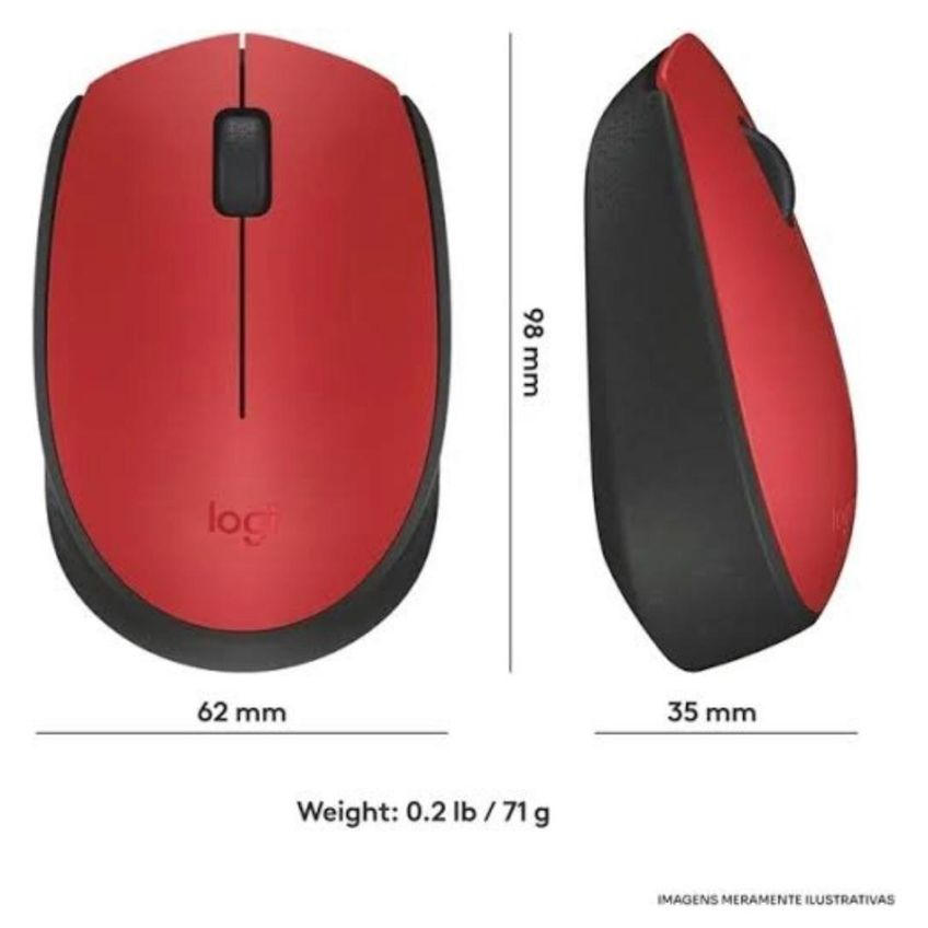 Mouse Sem Fio Logitech M170 Com Pilha Inclusa - Vermelho - imagem 2