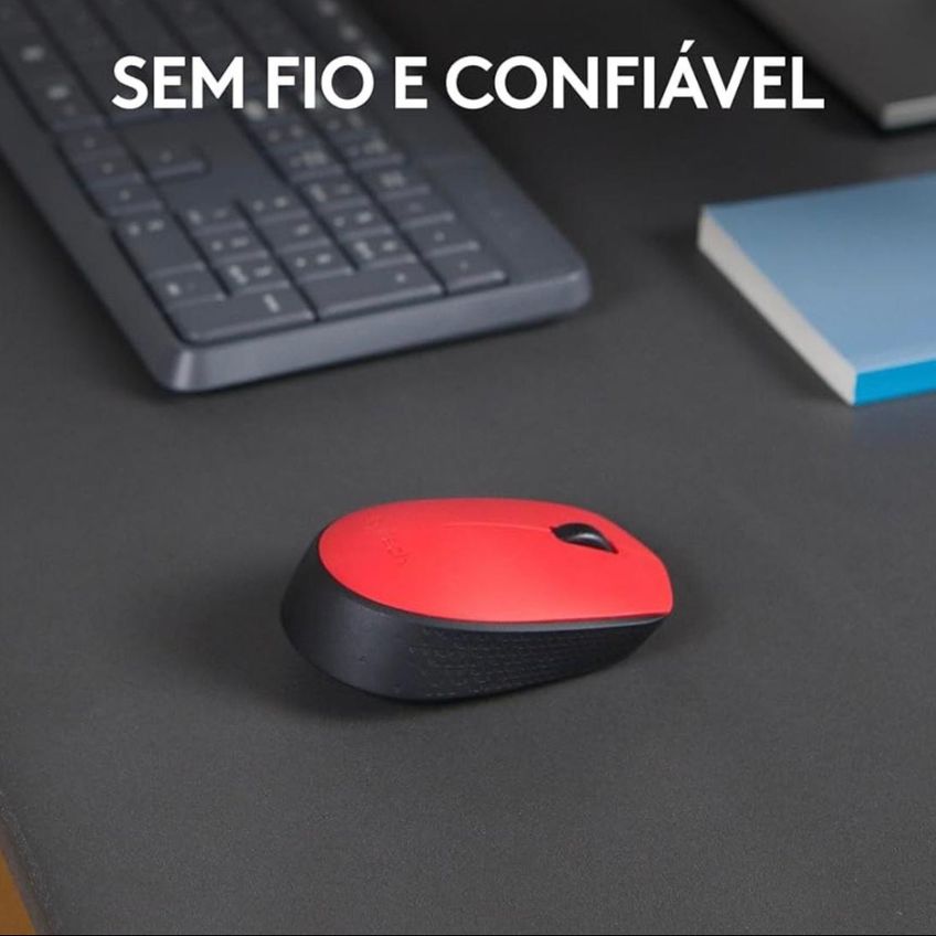 Mouse Sem Fio Logitech M170 Com Pilha Inclusa - Vermelho - imagem 5