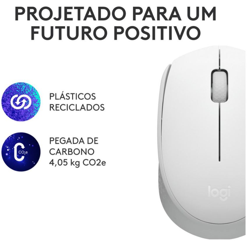Mouse Sem Fio Logitech M170 Wireless 1000 Dpi Branco - imagem 4