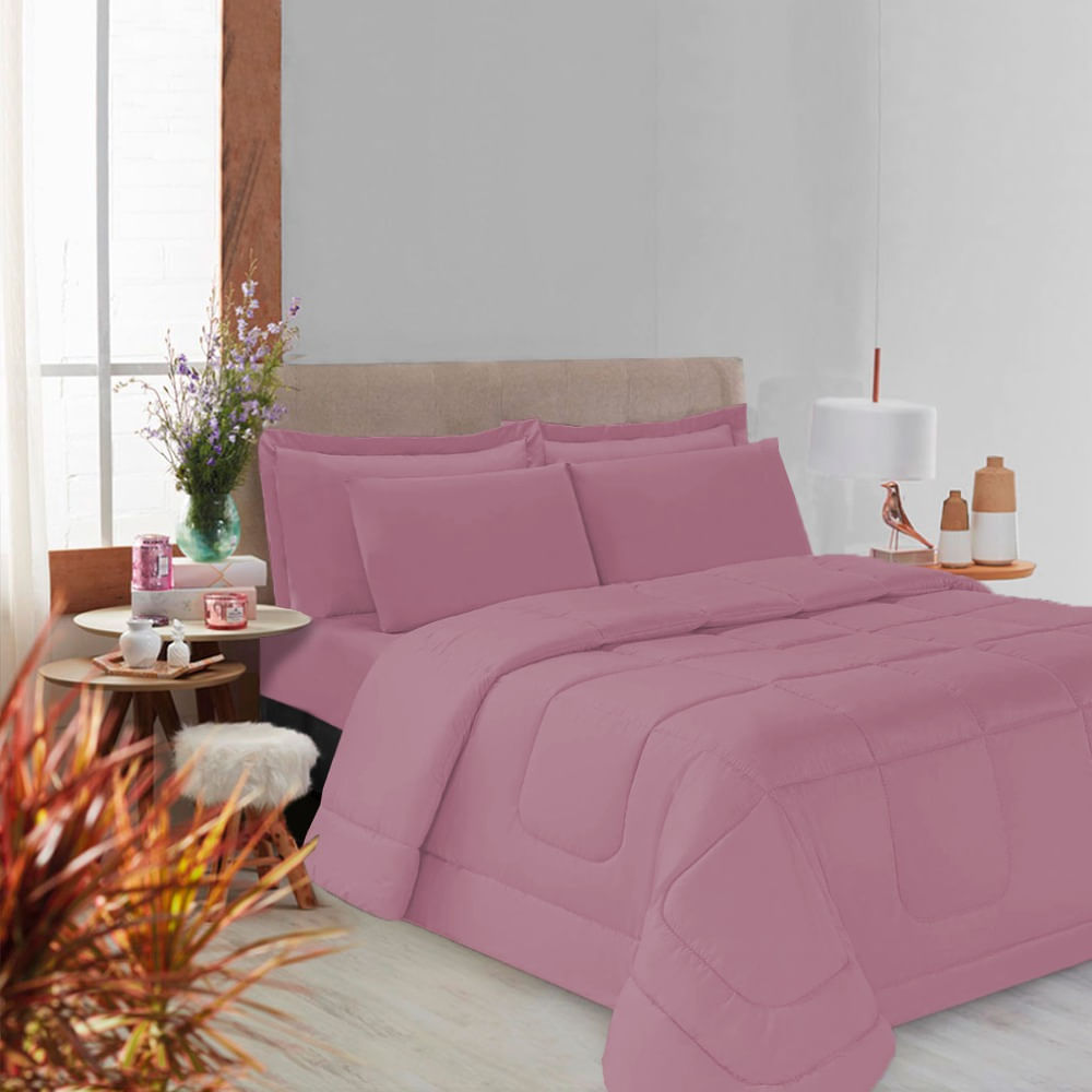 Kit 5 Pçs Aconchego Dupla Face Queen Rose