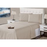 Jg Lençol 400 Fios Queen P.palito 3pcs Marfim