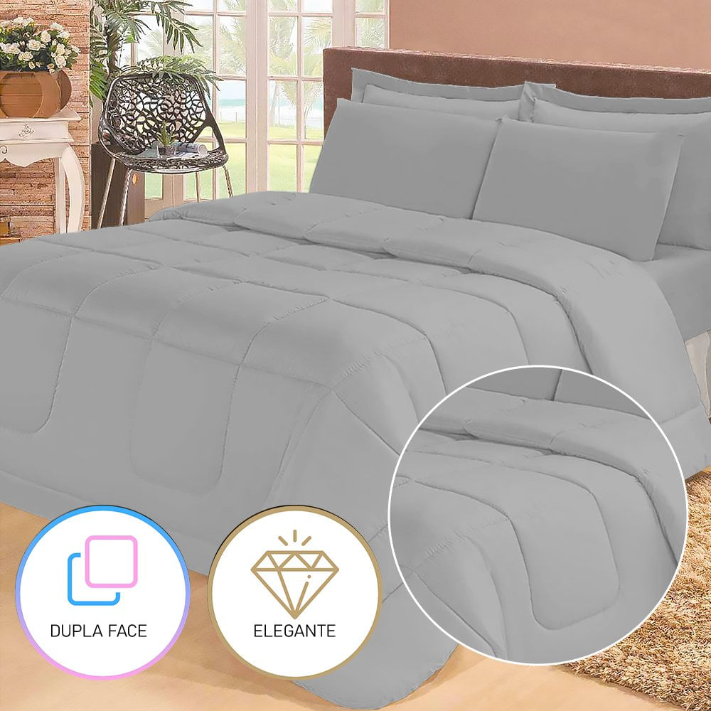 Jogo De Cama Casal Com Edredom Lençol Fronha Função Cobre Leito E Cobertor