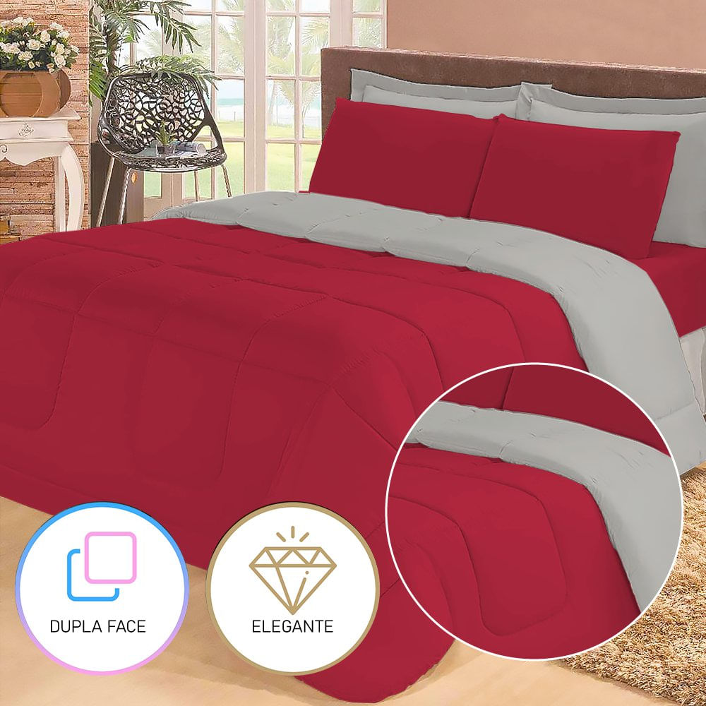 Jogo De Cama Casal Com Edredom Lençol Fronha Função Cobre Leito E Cobertor