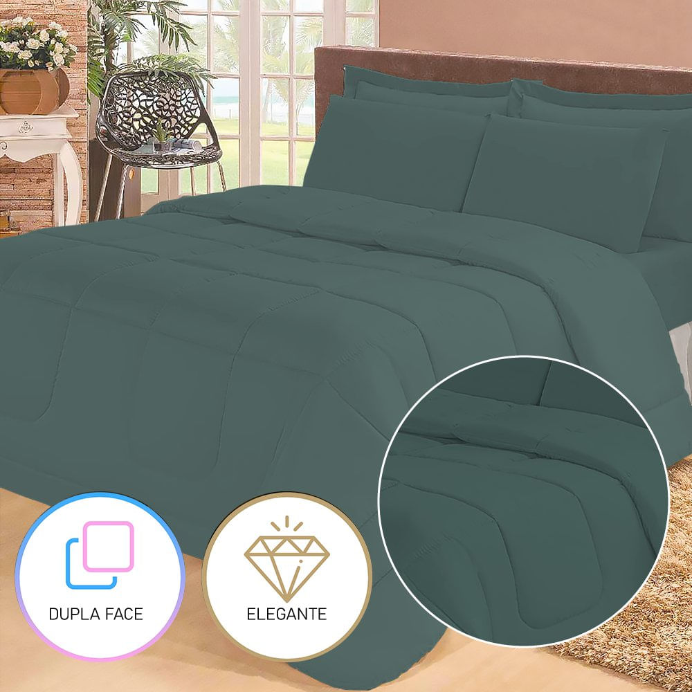 Jogo De Cama Casal Com Edredom Lençol Fronha Função Cobre Leito E Cobertor