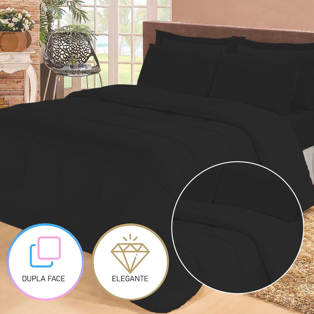 Jogo De Cama Casal Com Edredom Lençol Fronha Função Cobre Leito E Cobertor