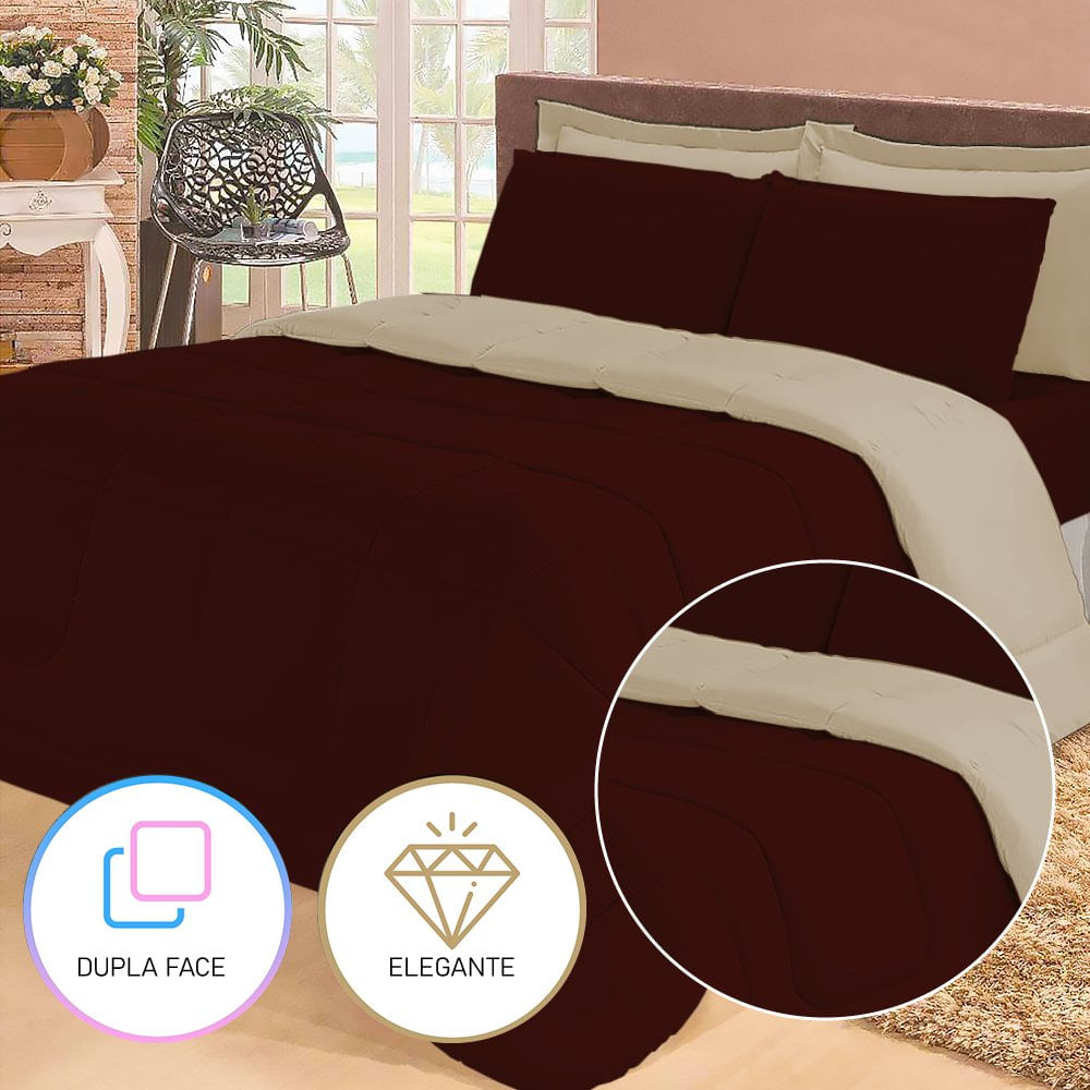 Jogo De Cama Casal Com Edredom Lençol Fronha Função Cobre Leito E Cobertor