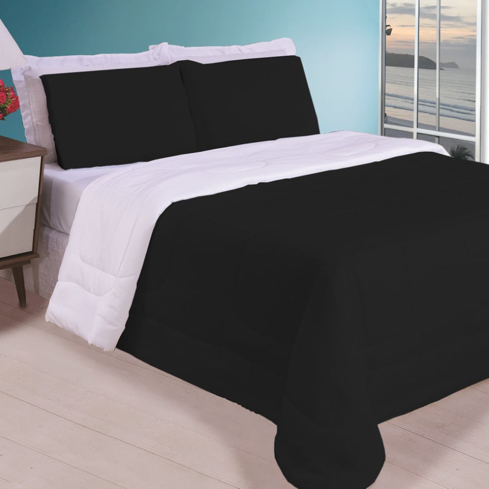 Kit 5 Pçs Aconchego Dupla Face Queen Cinza