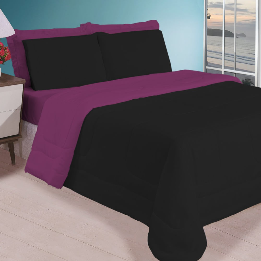 Kit 5 Pçs Aconchego Dupla Face Queen Rose