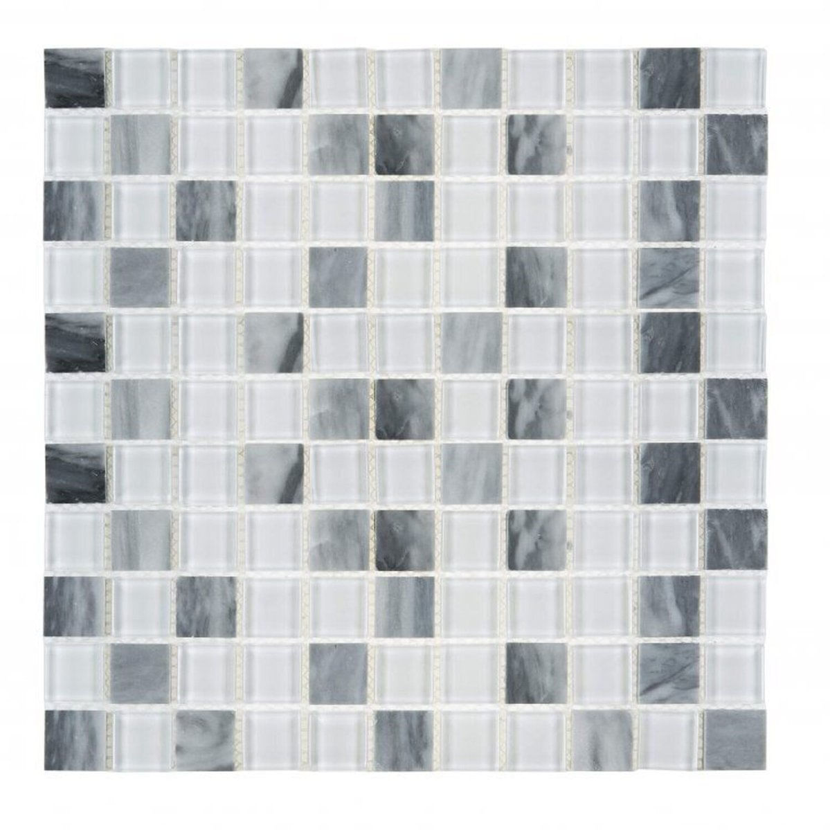 Kit 1m² Pastilha De Vidro E Mármore 29cm X 29cm Branco/cinza