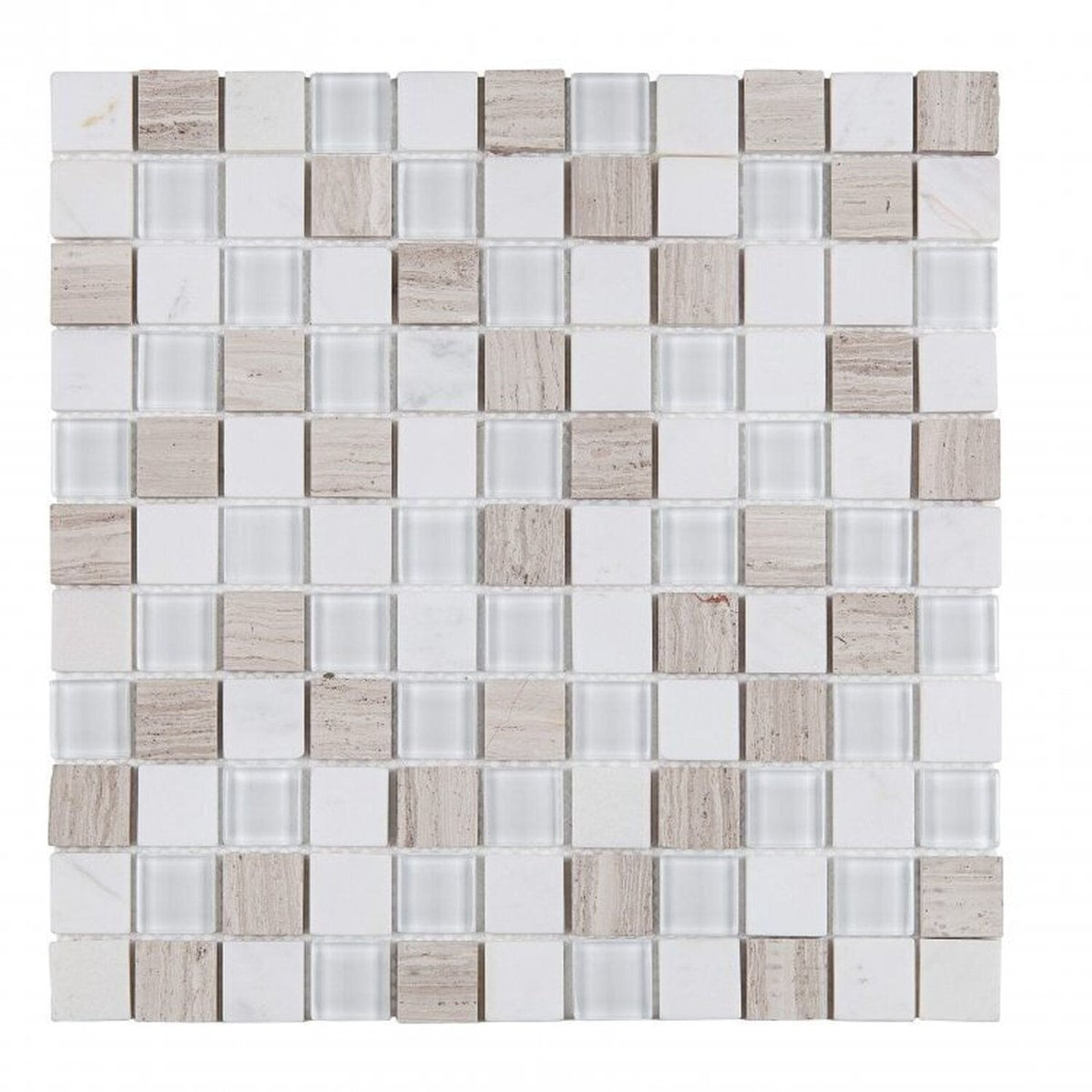 Kit 1m² Pastilha De Vidro E Mármore 29cm X 29cm Branco