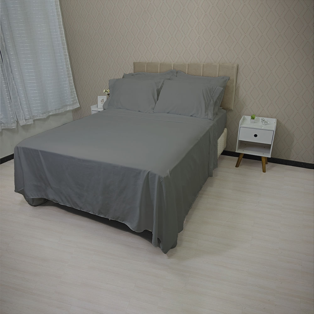 Jg Lençol 400 Fios King P.palito 4pcs Prata