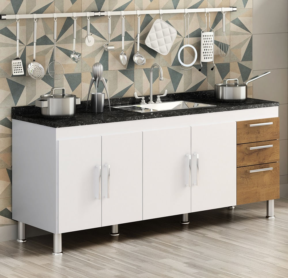 Gabinete De Pia Gemeos 1,80m Castanho/branco