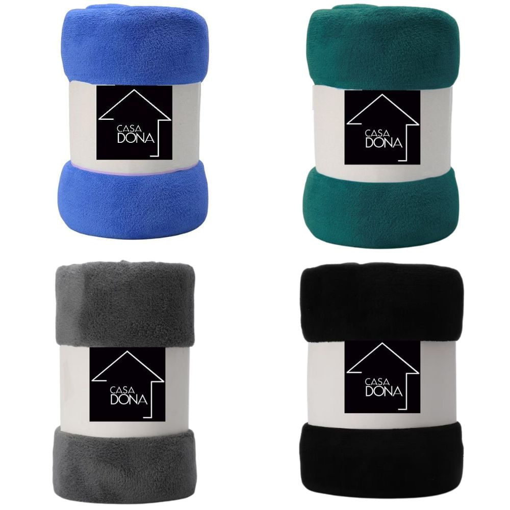 Kit Com 2 Mantas Microfibra Fleece Casal Sortida