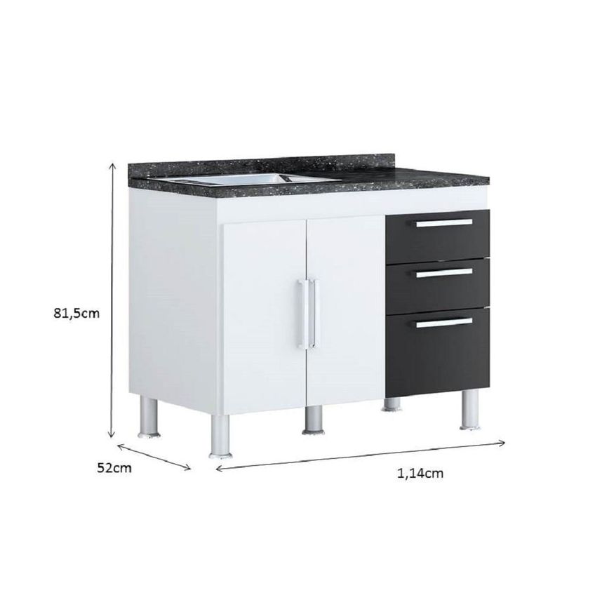 Gabinete De Pia Gemeos 1,20m Branco/preto - imagem 3