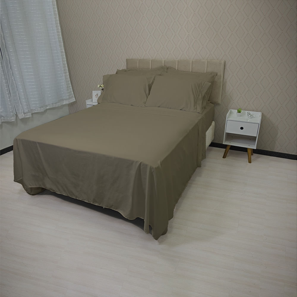 Jg Lençol 400 Fios King P.palito 4pcs Areia