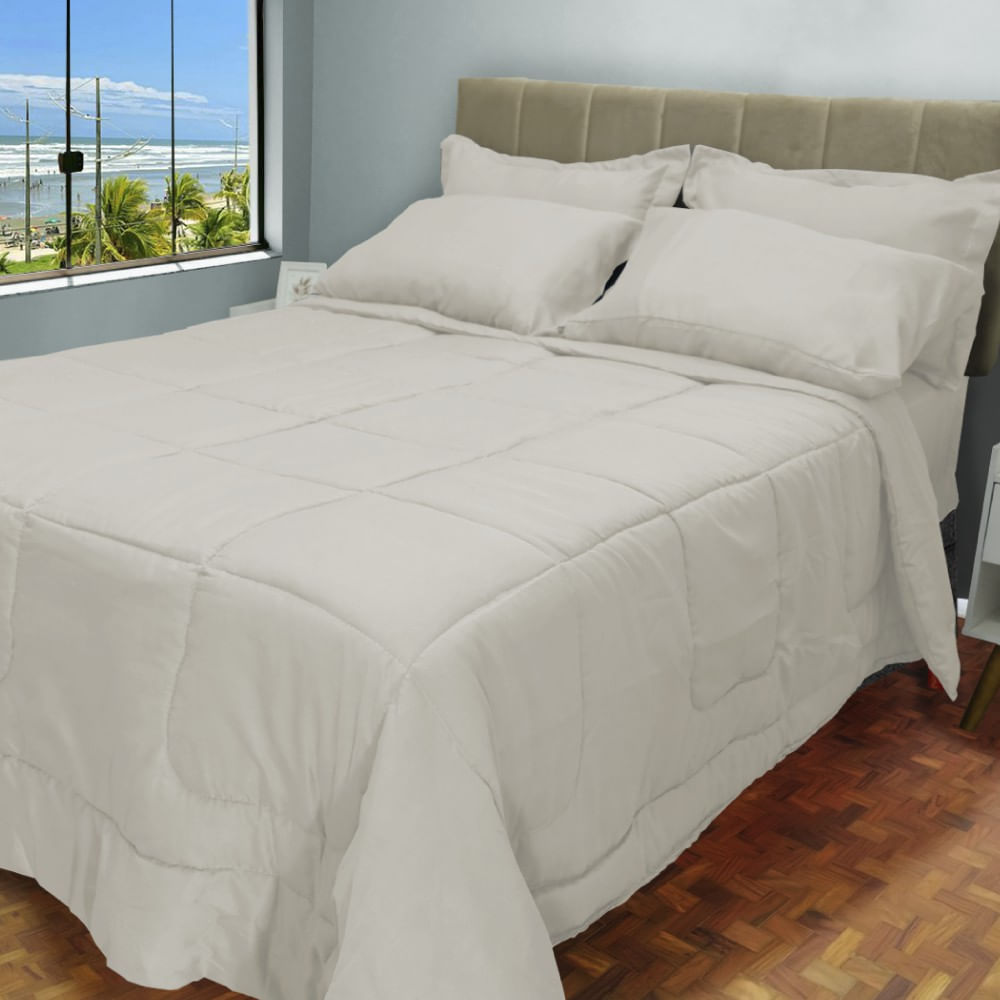 Kit 6 Pçs Aconchego Dupla Face Casal Queen Bege