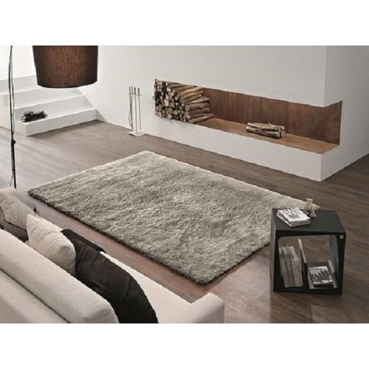 Tapete Apolo Prata textil Retangular 200x250cm Bege