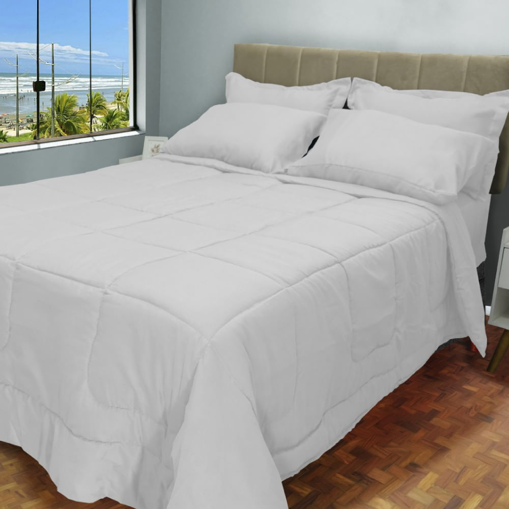 Kit 6 Pçs Aconchego Dupla Face Casal Queen Branco