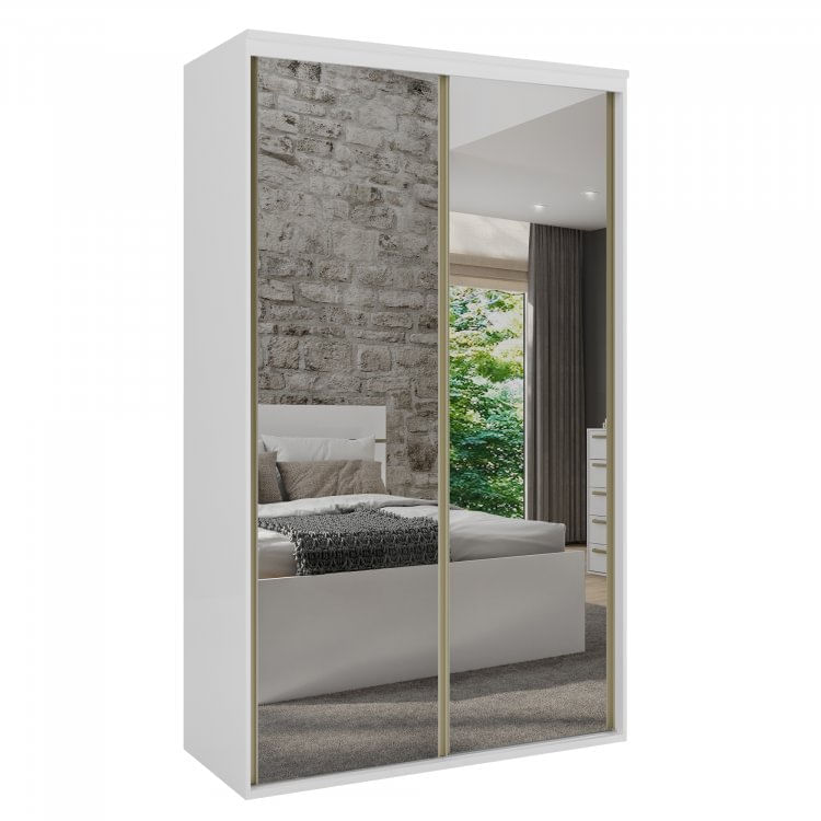 Guarda Roupa Solteiro 2 Portas De Correr Com Espelho Belmax Branco