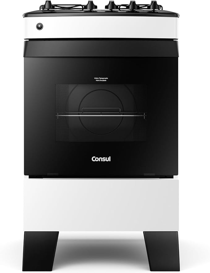 Fogão Consul 4 Bocas Com Mesa Esmaltada Cfo4zab Branco Bivolt