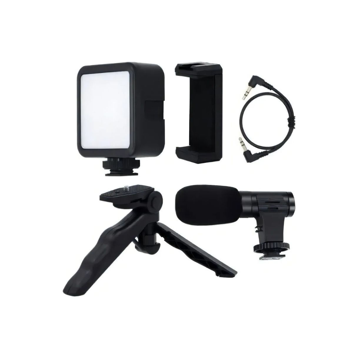 Kit Youtuber Vlog Tripé Para Celular, Suporte, Led E Microfone Com Controle Bluetooth Videomaker
